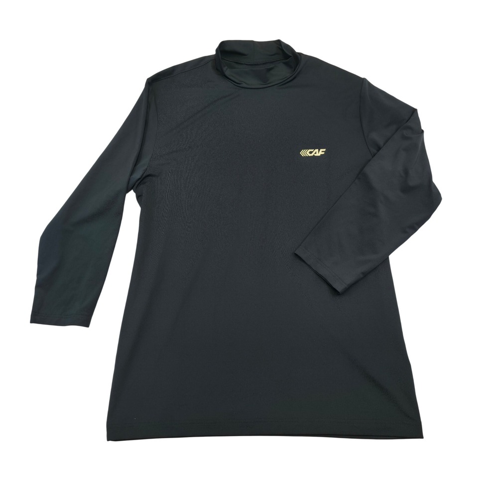 CAF Performance Mock Neck Long Sleeve Athletic Shirt Mens Size 100 L Black Korea
